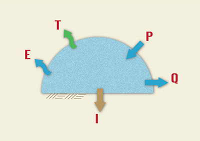 Graphical depiction of the components of the water balance