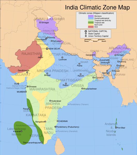 Localizacin de Bihar, cerca de los Himalayas, en la India del Norte.