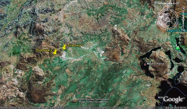  Location of Tiracoma mud volcanoes adjacent to the Pampa de Maazo 