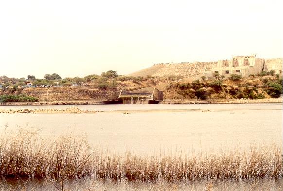 Ski-jump spillway at Poechos Dam, Rio Chira, Peru