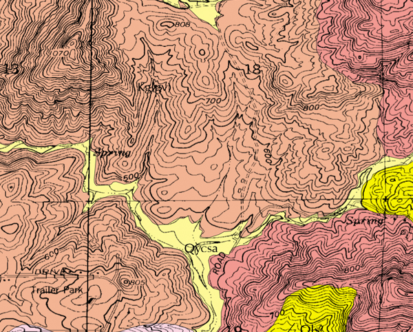 Geologic map of the vicinity of Thompson Creek and Sycamore Creek