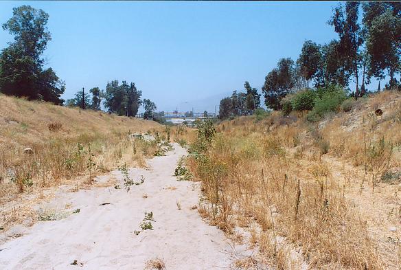 Vista del sitio RP-6 hacia aguas abajo. 
En este lugar el lecho es muy permeabl