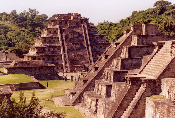 Panoramic of main building at El Tajn. 